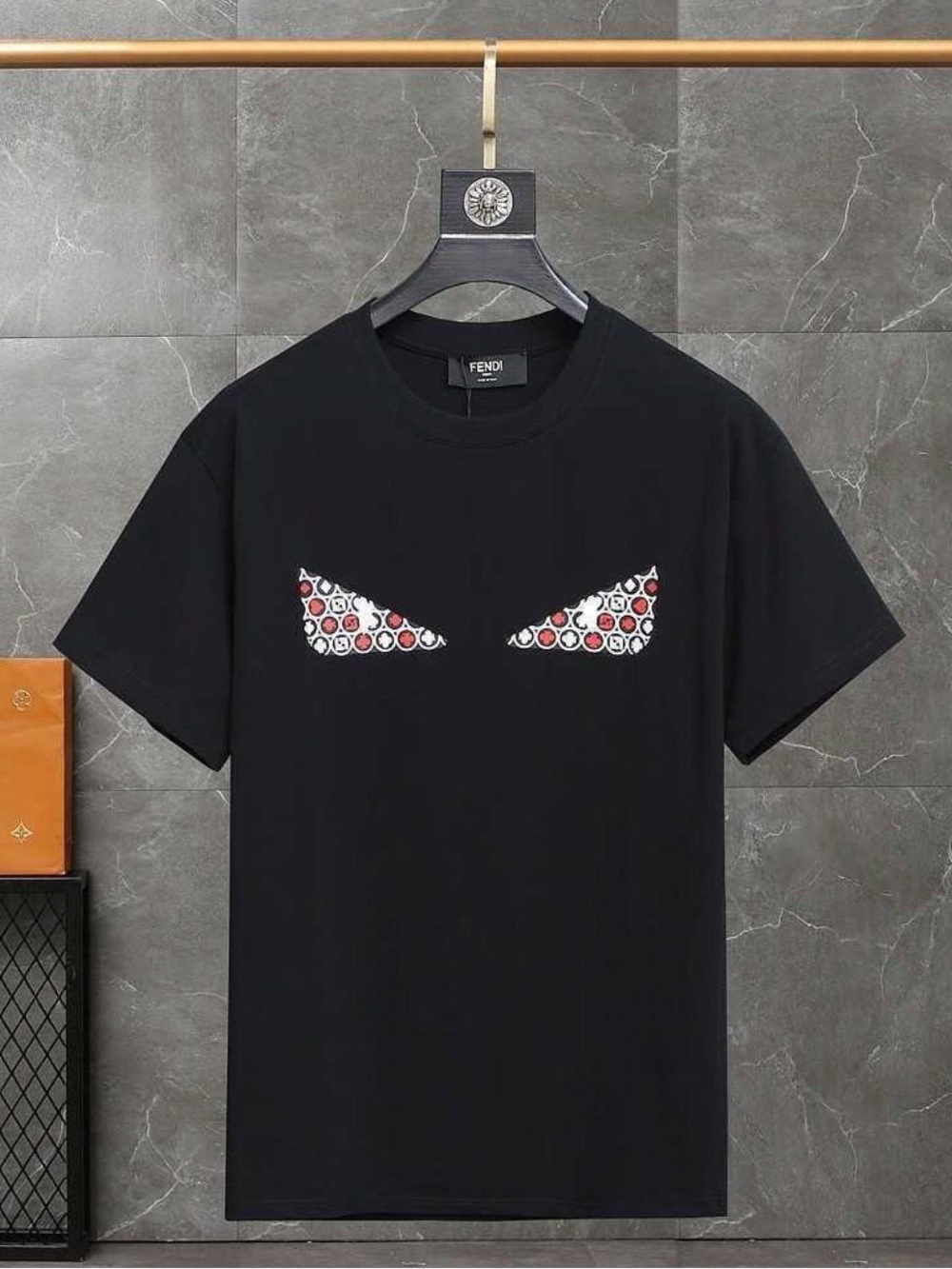 Fendi Black Short Sleeve T-Shirt with Eye Motif